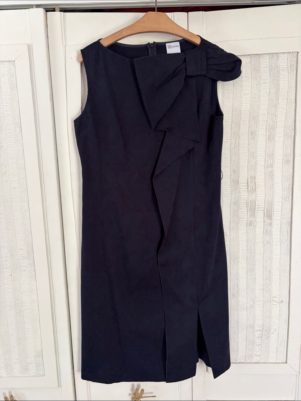 R.E.D Valentino Navy Ruffle Bow Sheath Dress size 6